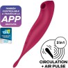 SATISFYER TWIRLING PRO+ SUCCIONADOR Y VARITA VIBRADORA CON APP CONNECT - ROSADO