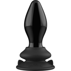 STRETCHY - GLASS VIBRATOR - WITH SUCTION CUP AND REMOTE - RECHARGEABLE - 10 VELOCIDADES - NEGRO