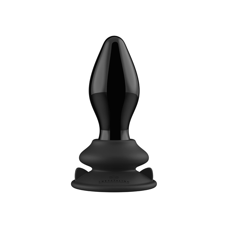 STRETCHY - GLASS VIBRATOR - WITH SUCTION CUP AND REMOTE - RECHARGEABLE - 10 VELOCIDADES - NEGRO